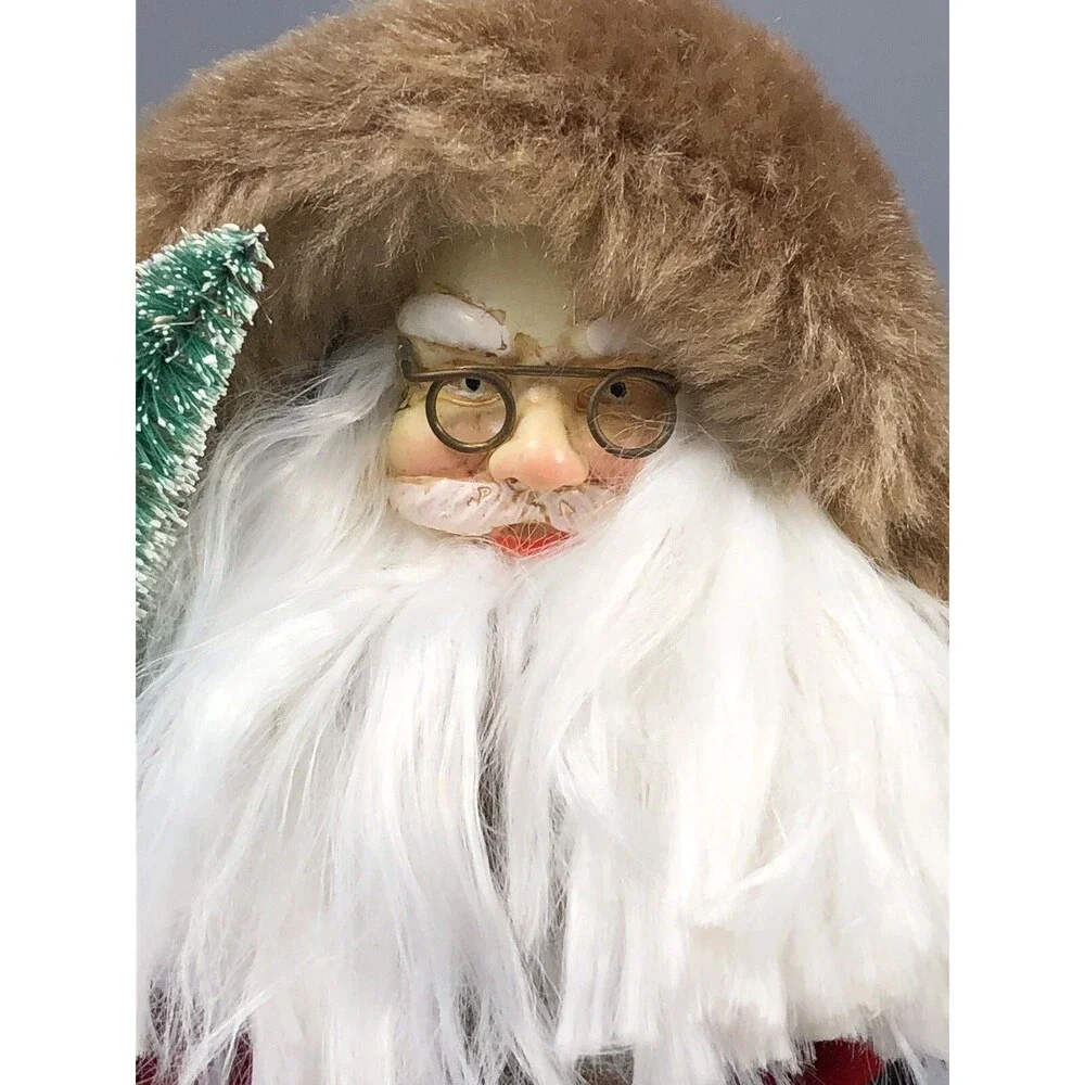 Santa Claus Figure Christmas Tree Topper Bottle Brush 8” Holiday Decor Gift